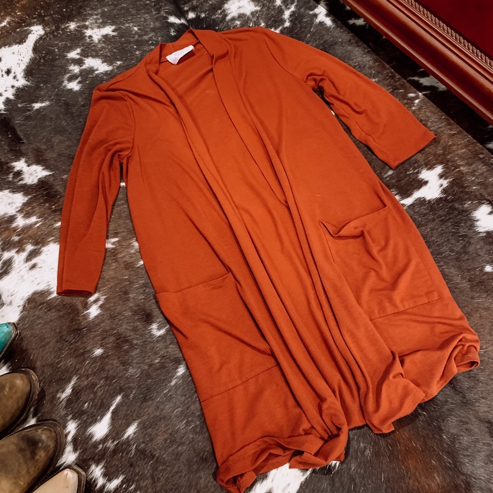 Rust-Colored Long Cardigan